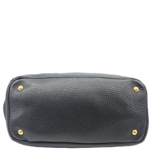 Prada  Vitello Daino Front Zip Leather Hobo Bag Black - Picture 5 of 16